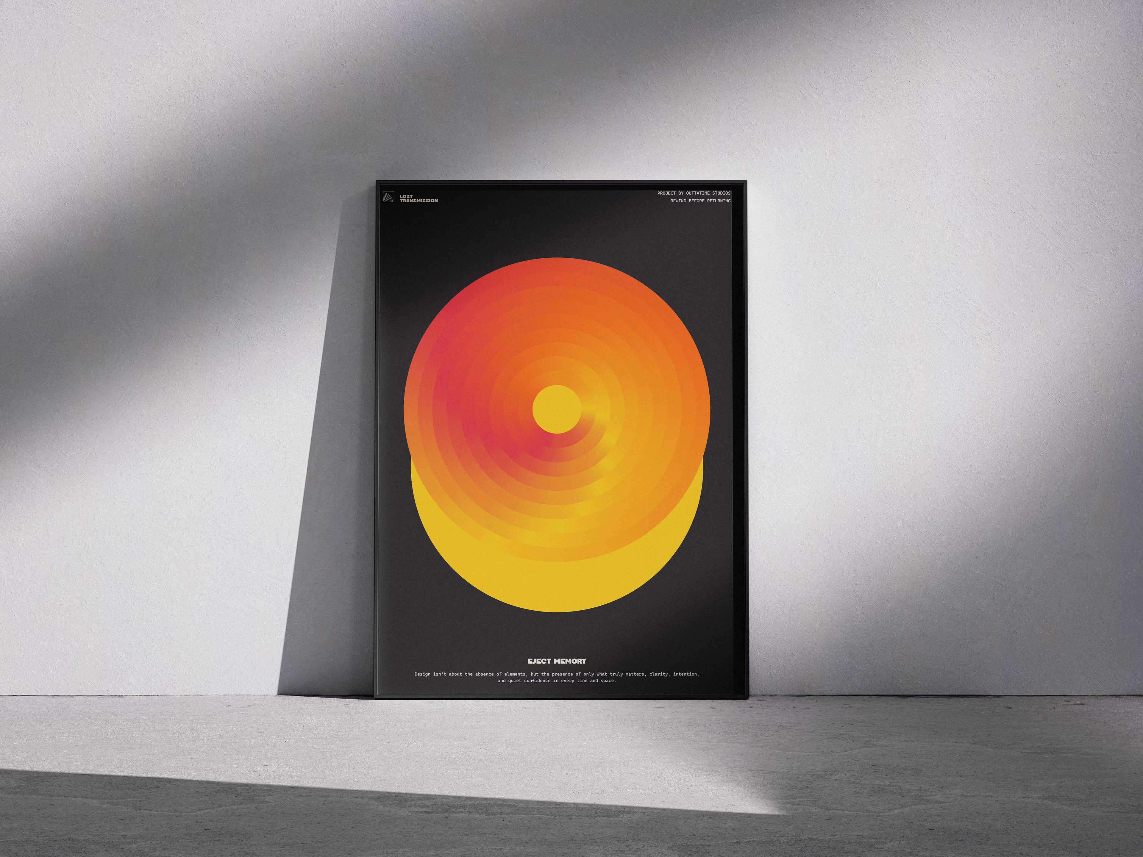 Retro Spiral Wall Art Poster - 80's Gradient Design on Classic Black - Vibrant Decor for Any Space