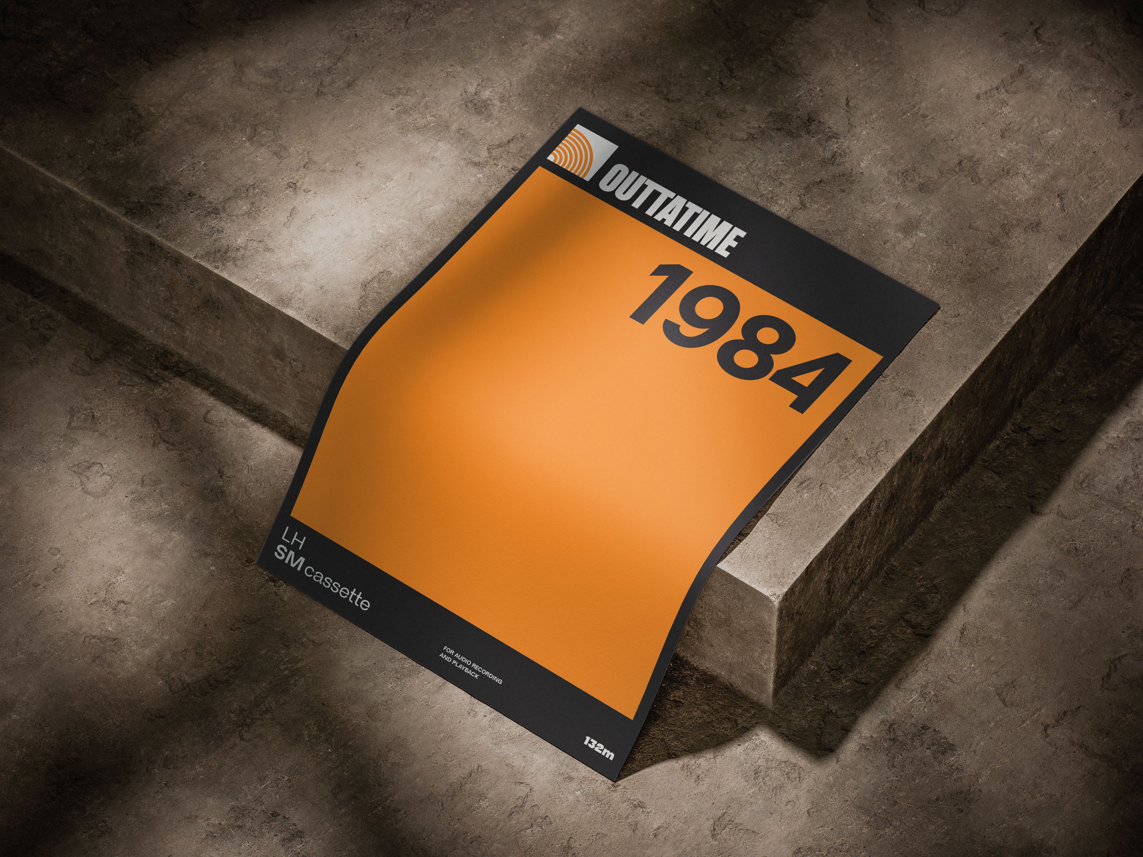 Retro 80s Cassette Poster | 1984 Orange Block Design | Vintage Wall Art