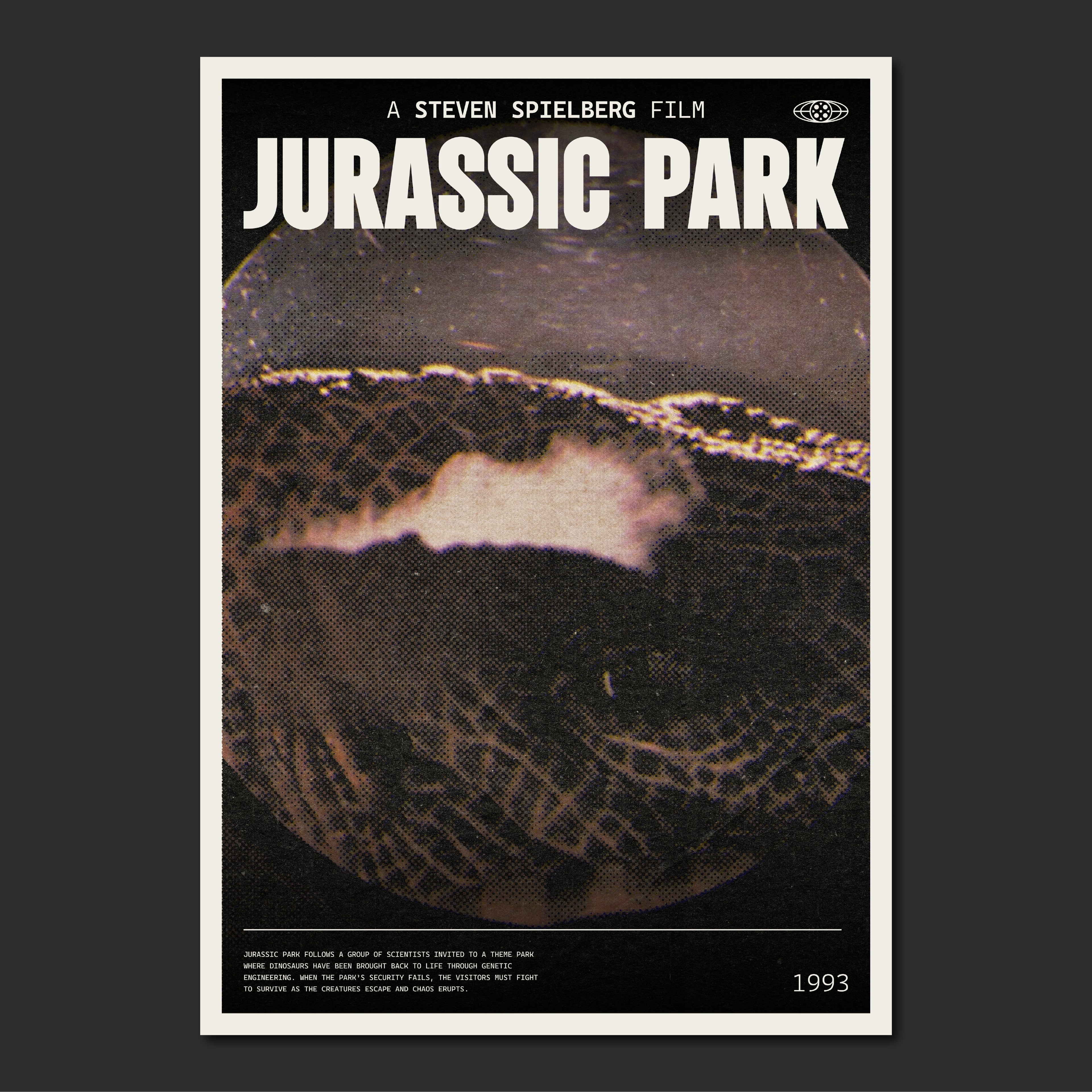 Jurassic Park Retro Movie Poster | Velociraptor Kitchen Scene | 1993 Film Art Print