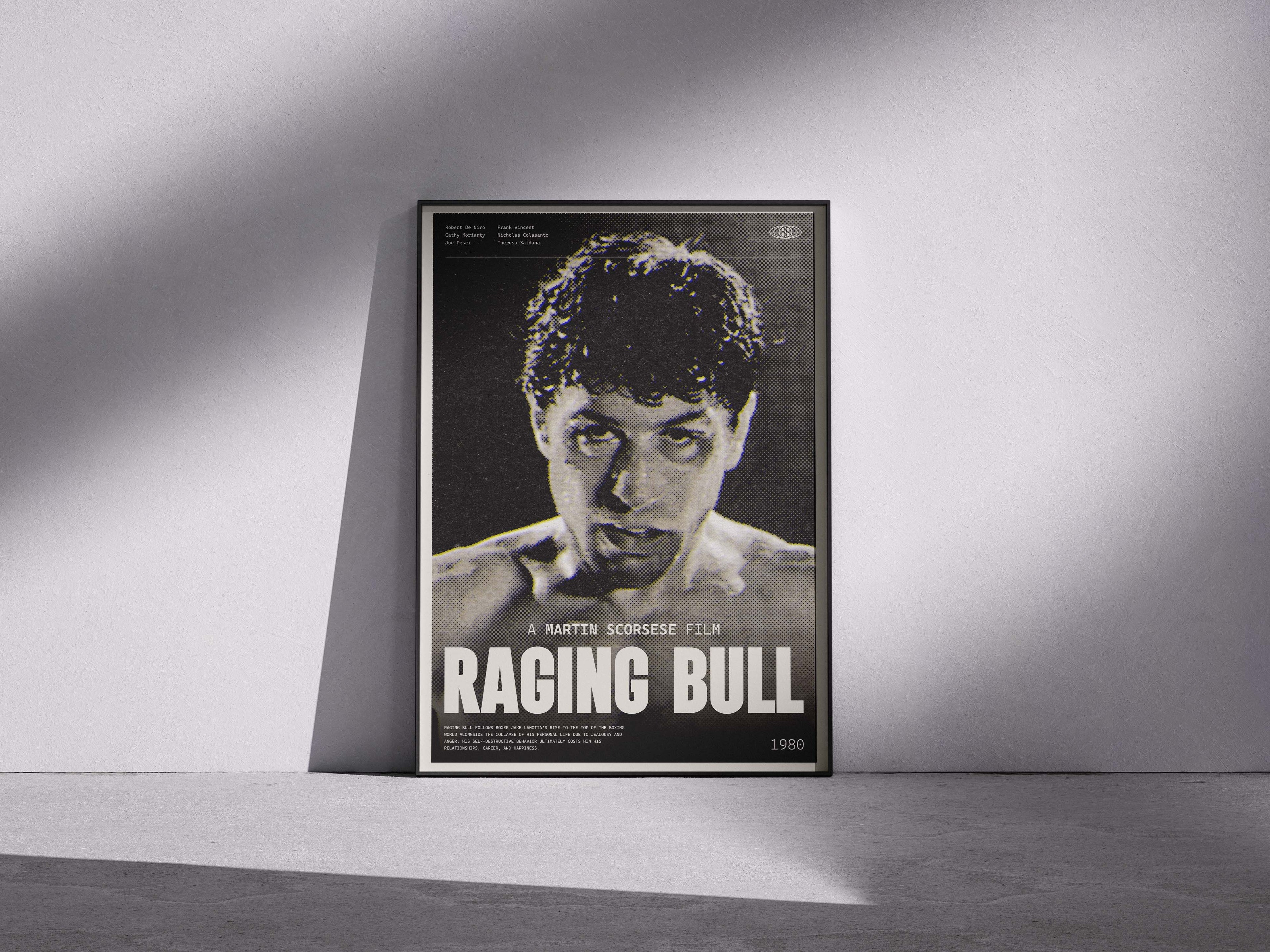 Raging Bull Movie Poster | Halftone Effect Art Print | 80s 90s Cinema Fan Gift