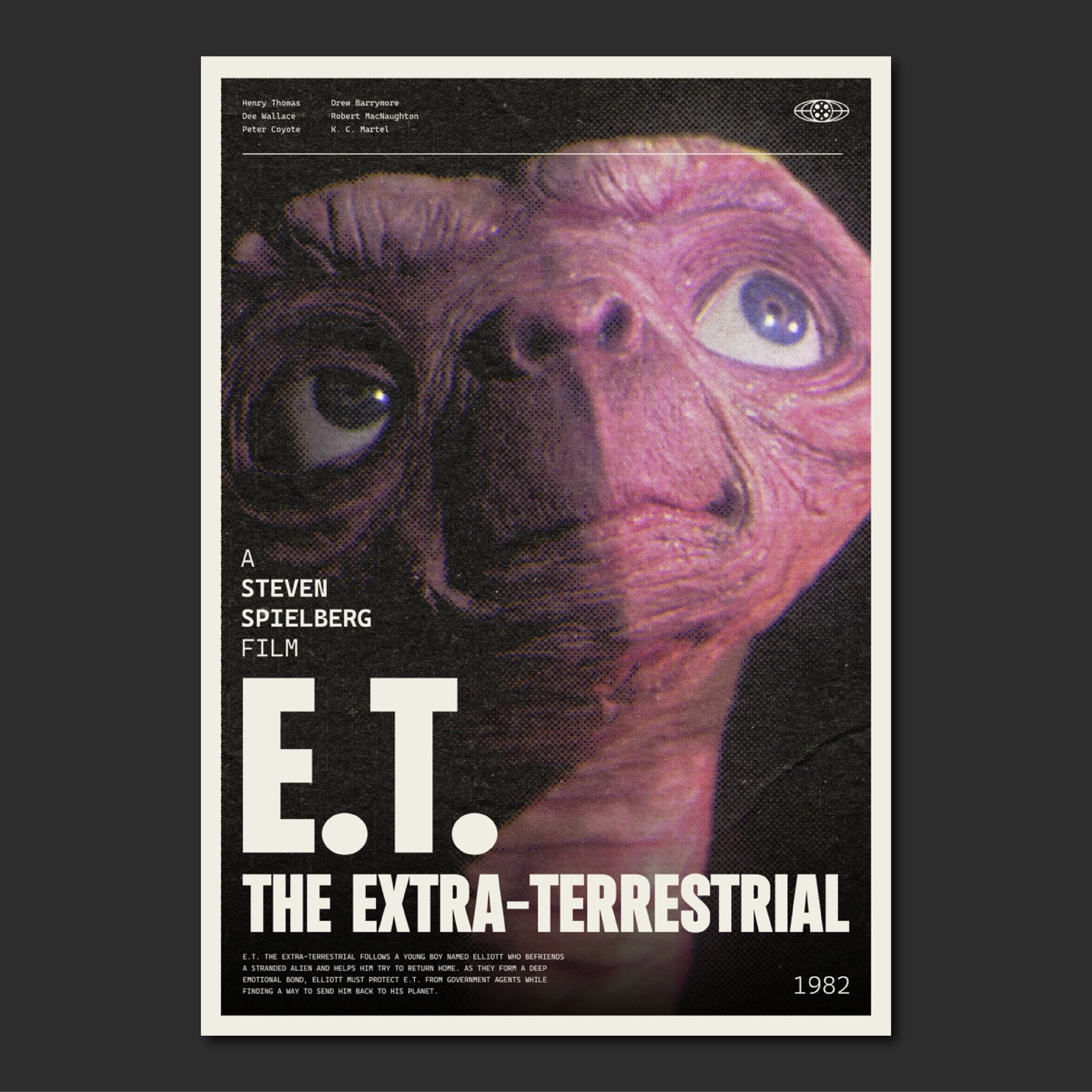 Retro E.T. The Extra-Terrestrial Movie Poster Print | Semi-Glossy Wall Art Decor